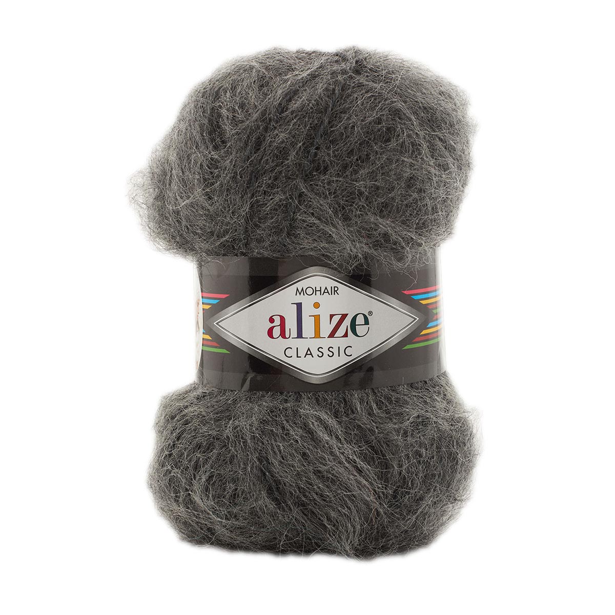 

Пряжа ALIZE 'Mohair classic New', 100г, 200м (мохер) (196 тёмно-серый меланж), 5 мотков, Mohair classic new