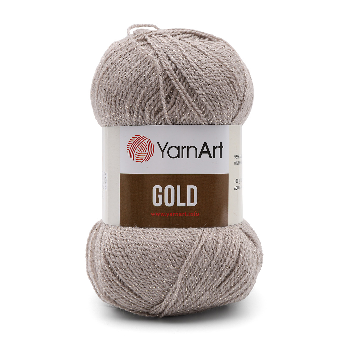 

Пряжа YarnArt 'Gold', 100г, 400м (акрил, металлик) (9857 бежевый), 5 мотков