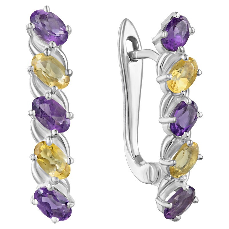 

Серьги из серебра с аметистом, цитрином LAZURIT-ONLINE 8020PD, 8020PD