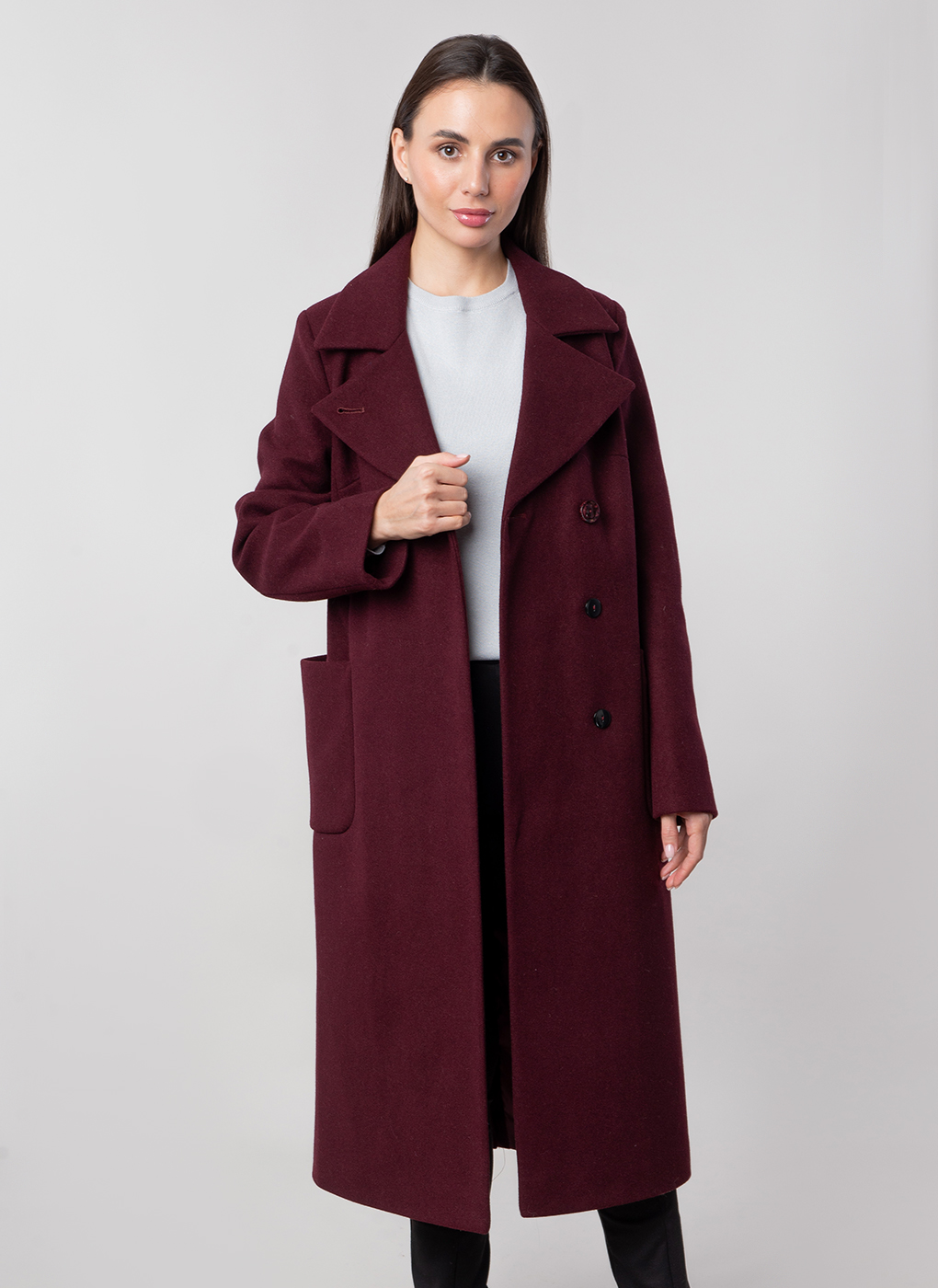 Пальто женское Crosario 60214 бордовое 42 RU