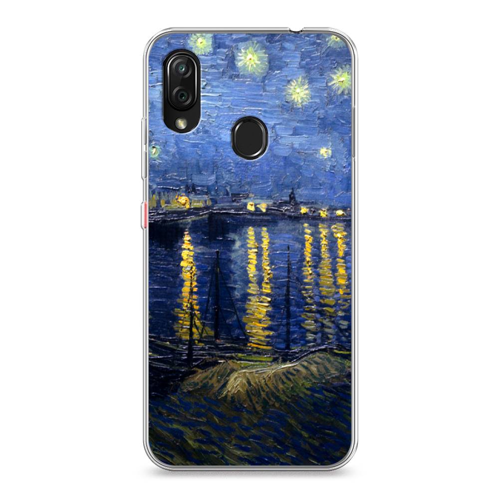 

Чехол на ZTE Blade V10 Vita "Звездная ночь над Роной", Синий;желтый, 132650-4
