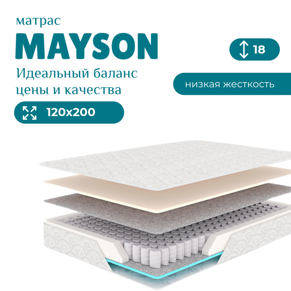

Матрас Mayson Relax Memory 120х200 см, Белый, Relax Memory