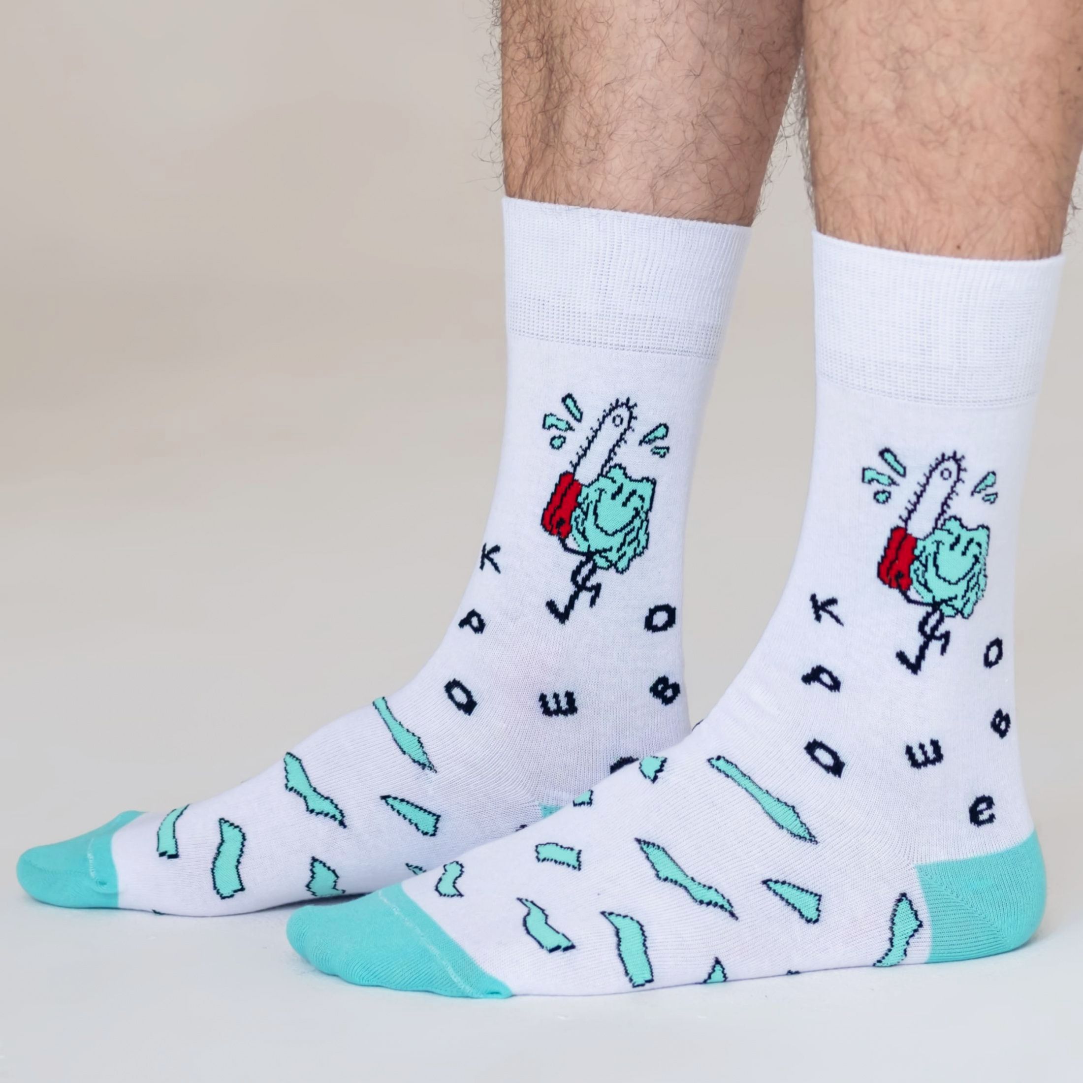 

Носки унисекс St. Friday Socks GR-1402-02/23/19 белый/бирюзовый, GR-1402-02/23/19