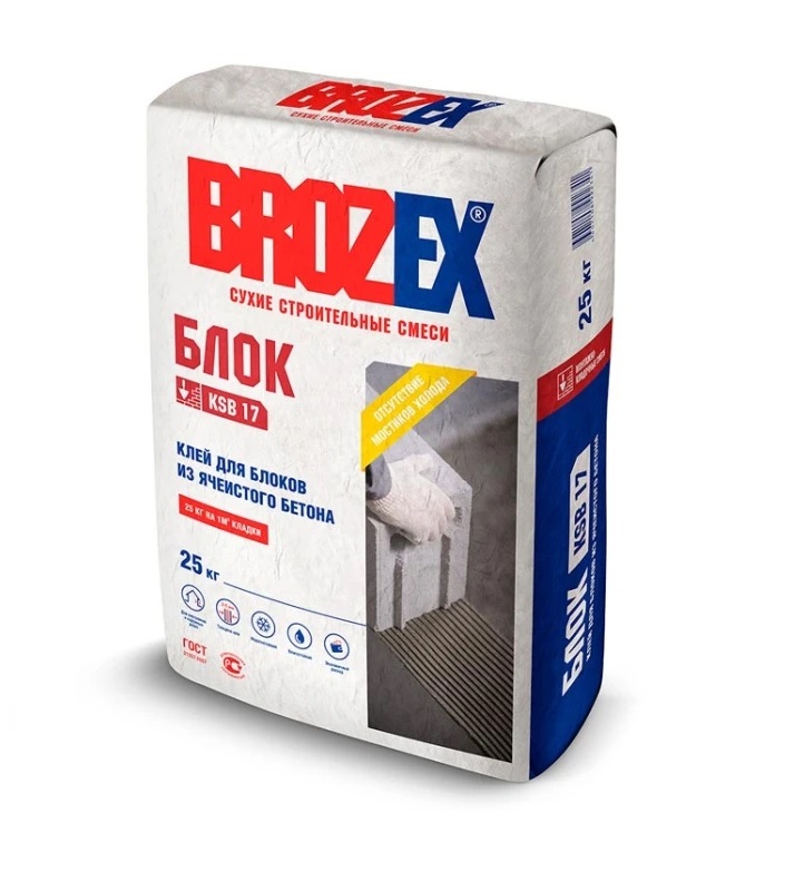

Клей для ячеистых блоков KSB 17 БЛОК, Brozex 25 кг *1/56