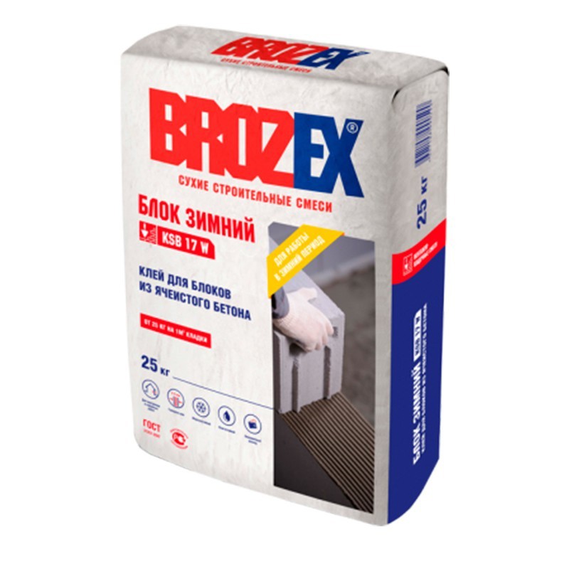 

Клей для ячеистых блоков KSB-17 W БЛОК Зимний Brozex 25 кг *1/56