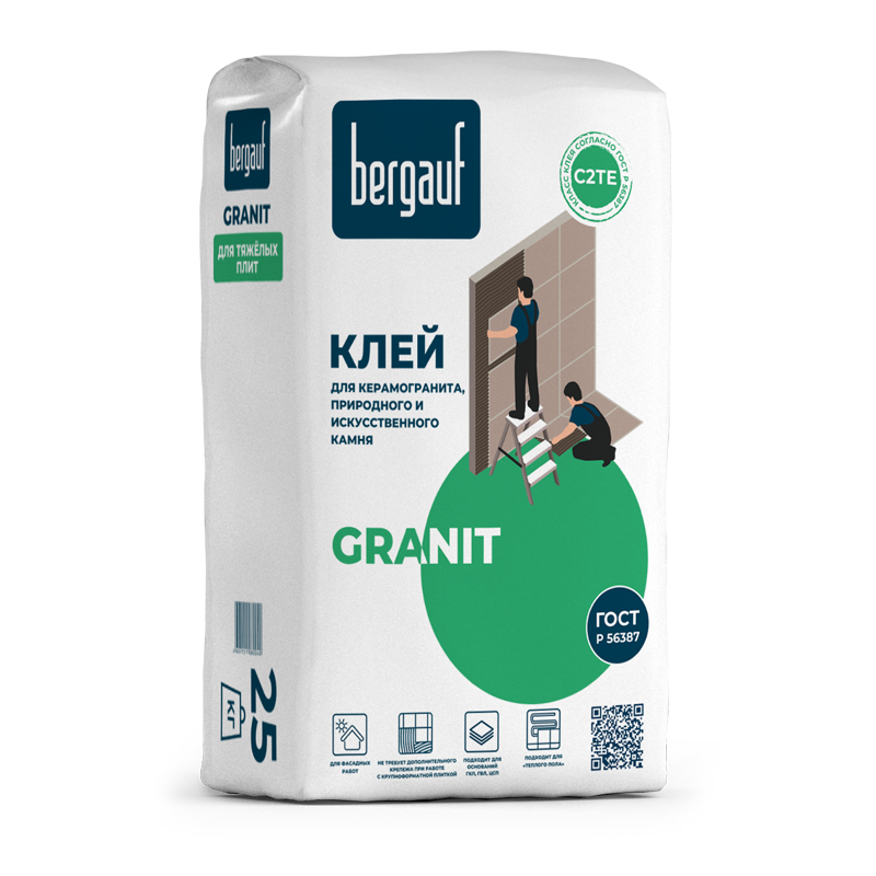 Клей для керамогранита природного и искусственного камня Bergauf Granit 25 кг 2179₽