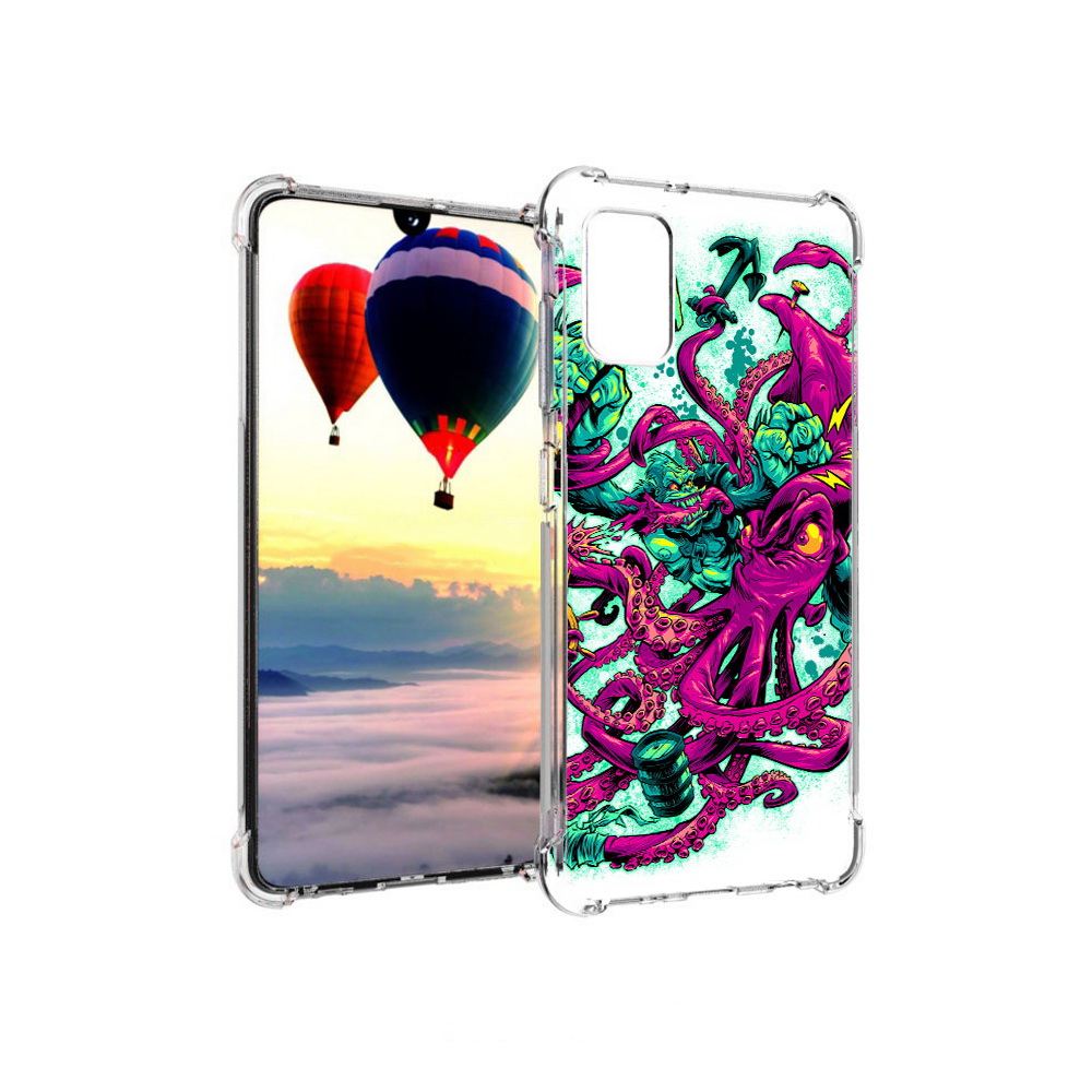 

Чехол MyPads Tocco для Samsung Galaxy A41 фиолетовый кракен (PT147427.483.657), Прозрачный, Tocco