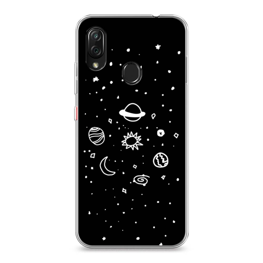 

Чехол на ZTE Blade V10 Vita "Дудл солнечной системы", Бежевый;серый, 132650-2