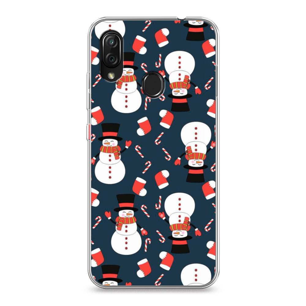 

Чехол на ZTE Blade V10 Vita "Синие снеговики", Синий;белый;красный, 132650-5