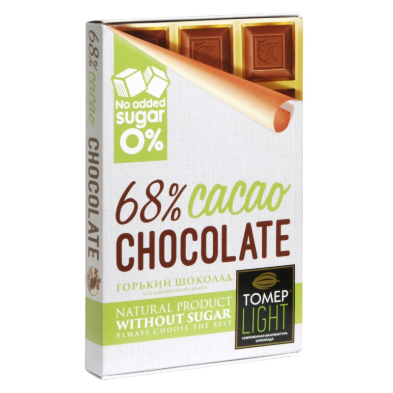 Шоколад Томер Лайт горький без сахара (68%), 90г