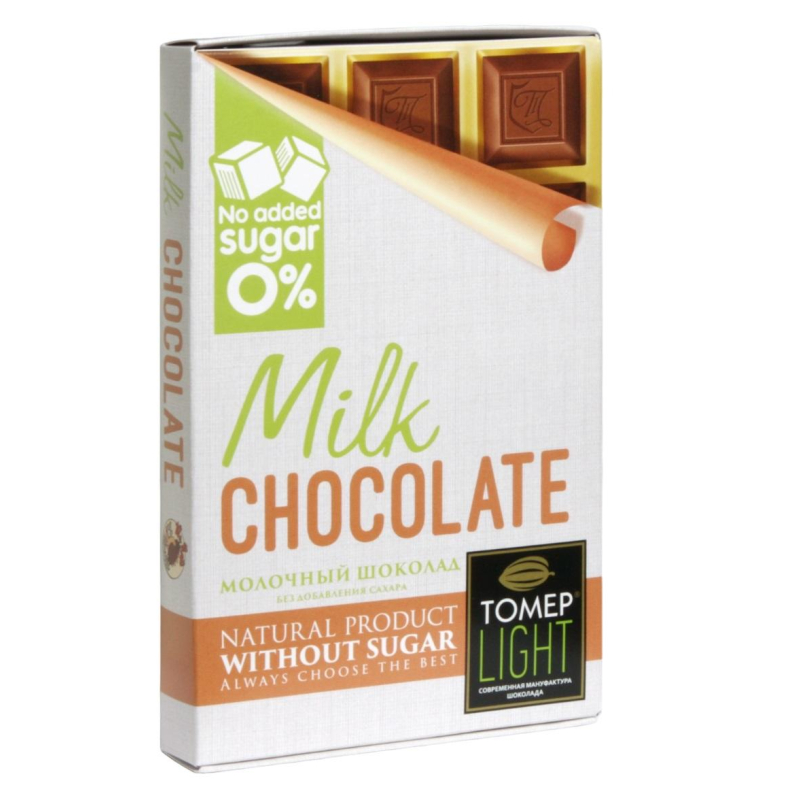 Шоколад Томер Лайт молочный шоколад без сахара (33%), 90г