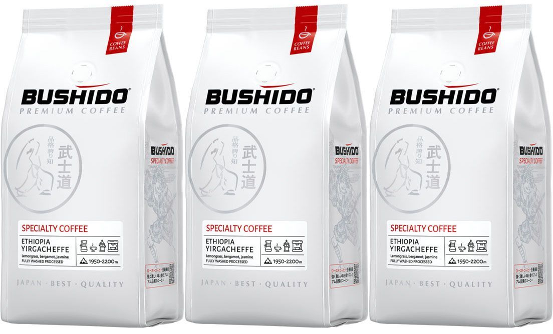 Кофе в зернах Bushido Specialty Coffee Ethiopia Yirgacheffe, 227 г х 3 шт