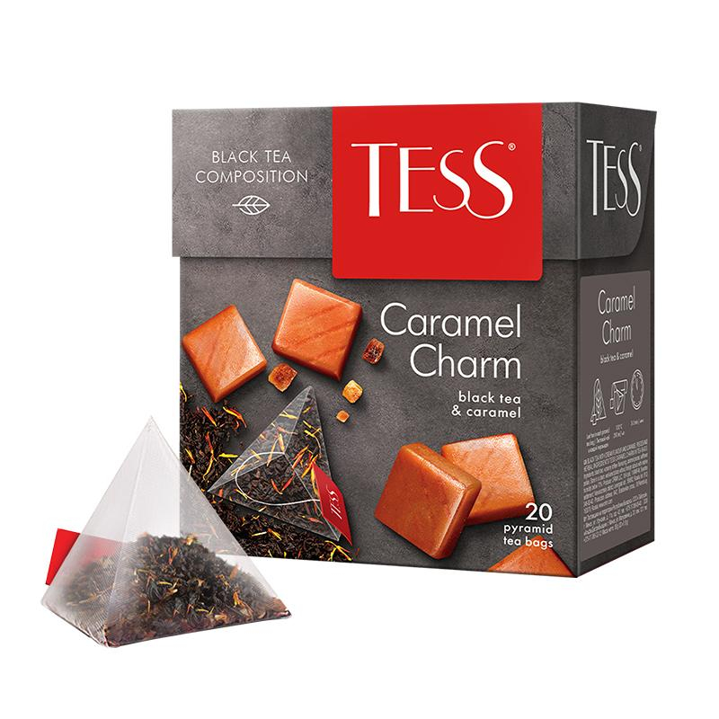 Чай Tess Caramel charm черный с добавками, 1,8гх20пир 0883-12, (2шт.)