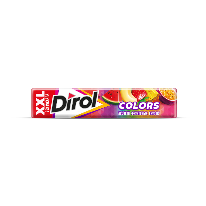 Жевательная резинка DIROL Colors XXL ассорти фрукт.вкус б/с, 19гх18шт/уп