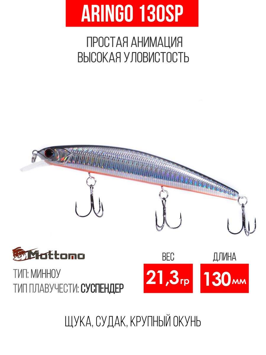 

Воблер Mottomo Aringo 130SP 21,3g Silver Fish, Разноцветный, Aringo