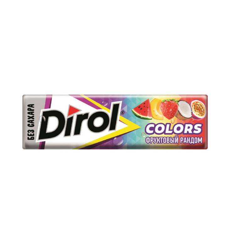 Жевательная резинка DIROL Colors Фруктовый рандом аром. б/с, 13,6гх30шт/уп