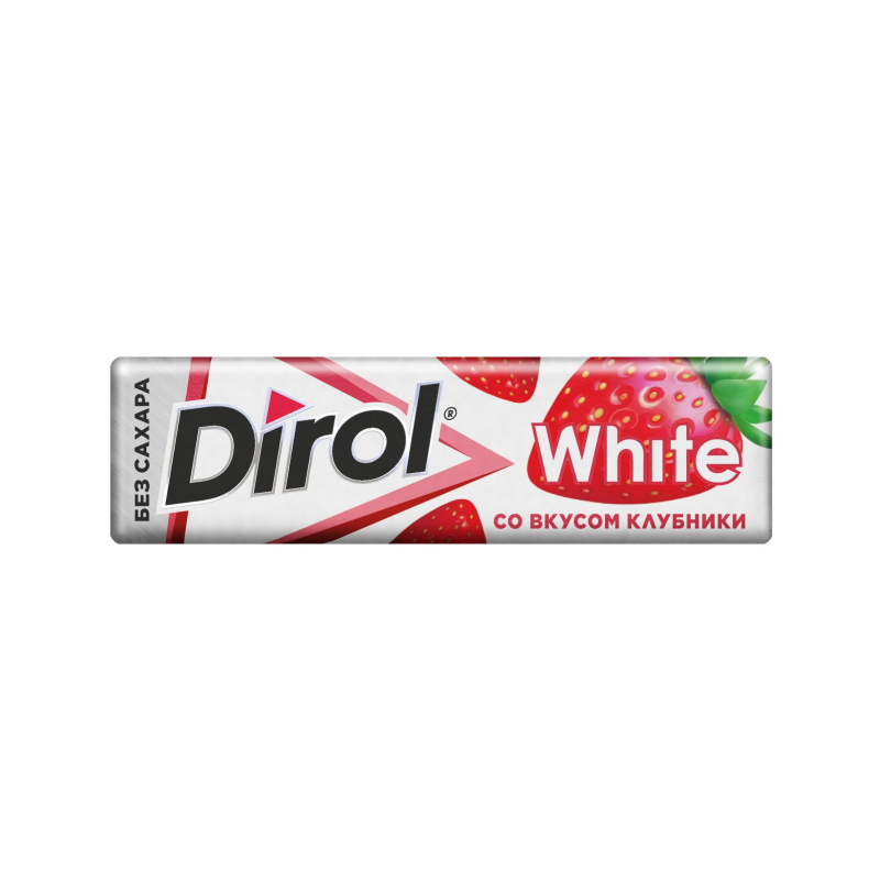 Жевательная резинка DIROL White со вкусом клубнки б/с, 13,6гх30шт/уп