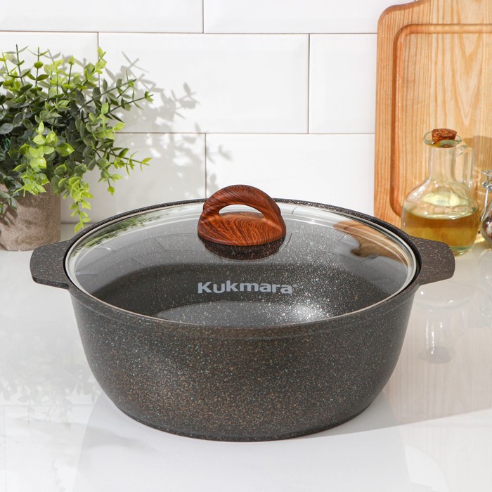 

Кастрюля-жаровня Granit ultra (original), 5 л, d=28 см, стеклянная крышка, антипригарное п, Коричневый, Granit Ultra