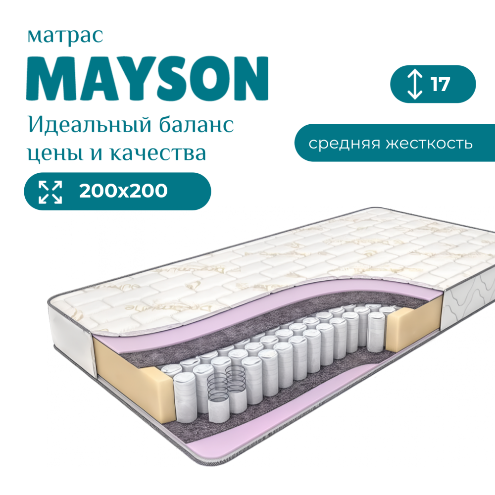 

Матрас Mayson Basic Comfort 200х200 см, Белый, Basic Comfort