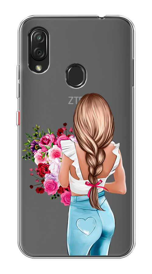 

Чехол на ZTE Blade V10 Vita "Девушка с цветами", Коричневый;розовый;голубой, 132650-6