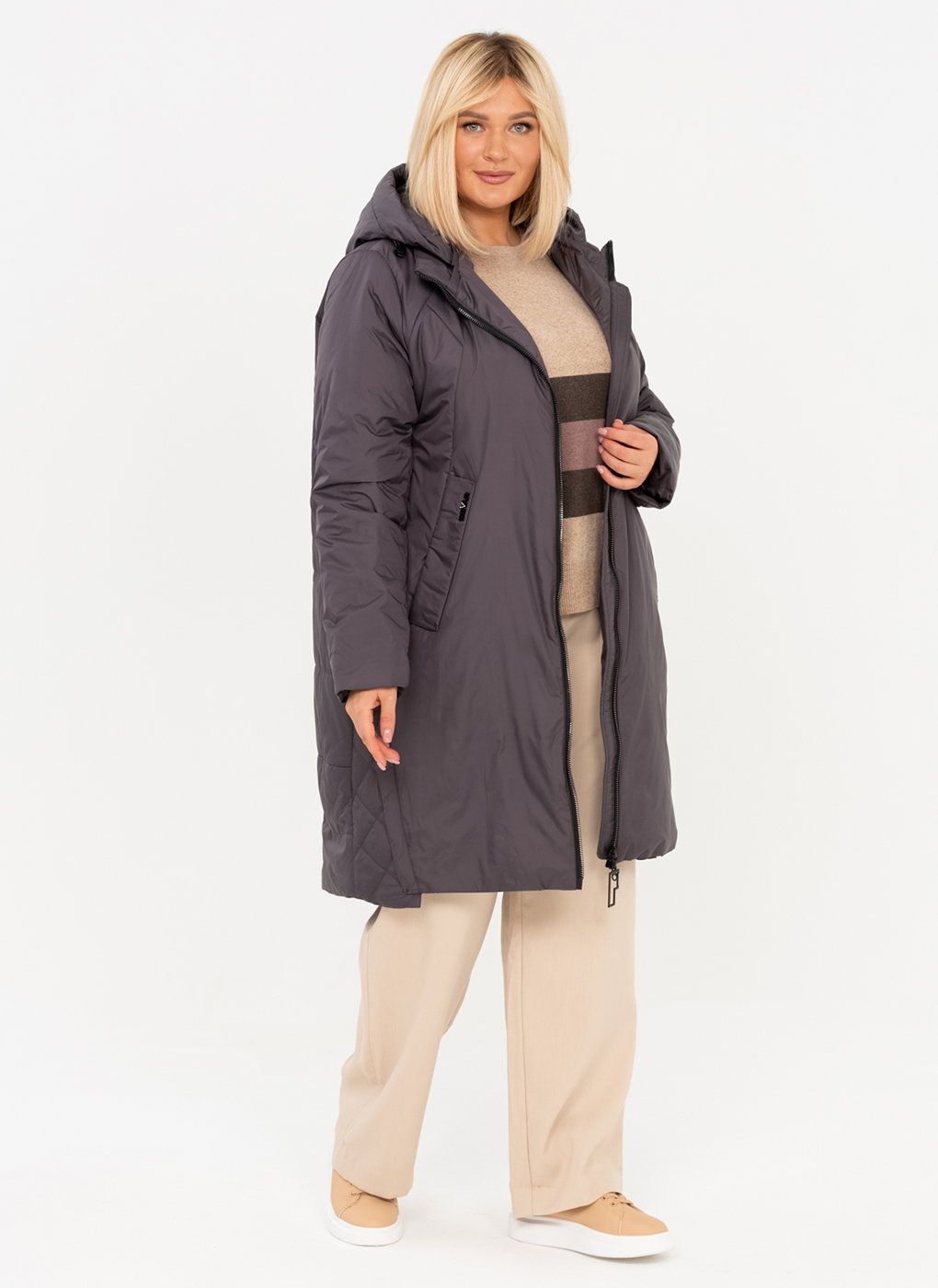 Пальто женское Amimoda 60325 фиолетовое 66 RU
