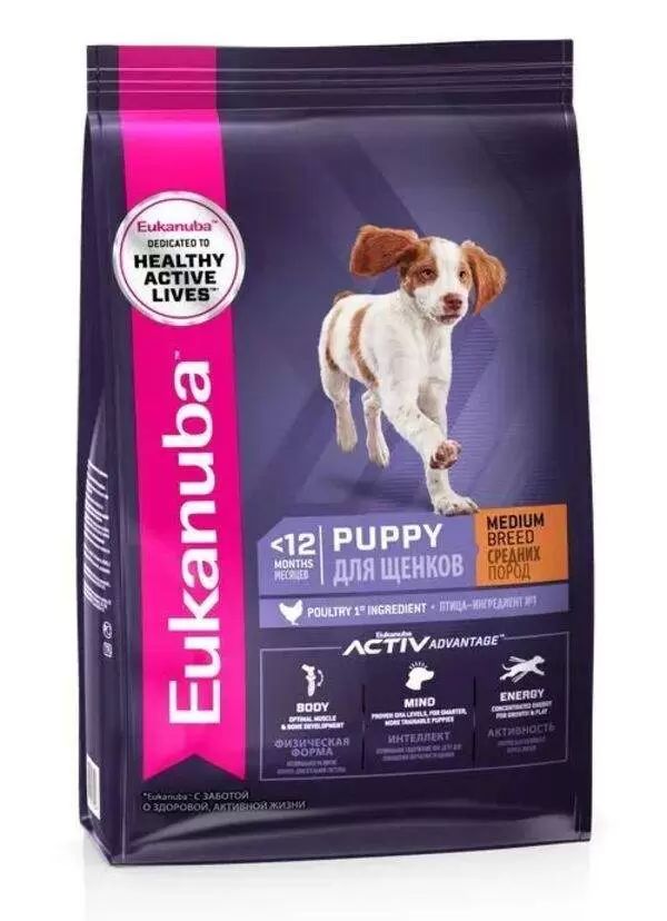 

Сухой корм для щенков Eukanuba PUPPY MEDIUM BREED, для средних пород, 15 кг