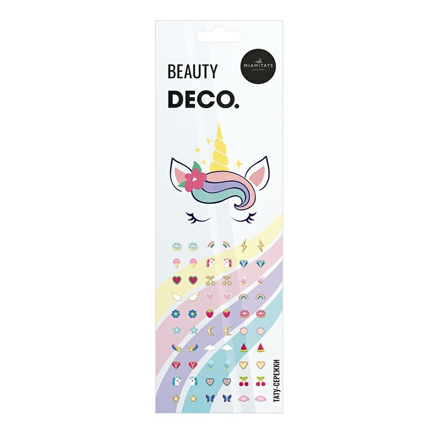 

Тату-сережки Deco Stick On Earings by Miami tattoos unicorn, Разноцветный