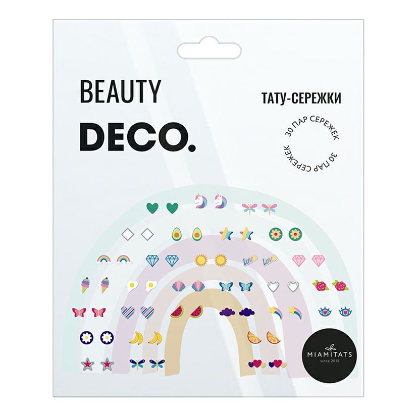 

Тату-сережки Deco Stick On Earings by Miami tattoos rainbow, Разноцветный