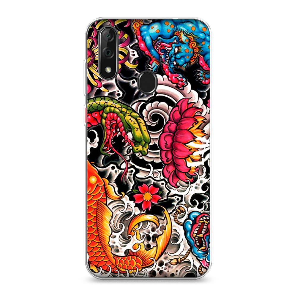 

Чехол на ZTE Blade V10 "Японское искусство", Красный;оранжевый;голубой, 132750-4