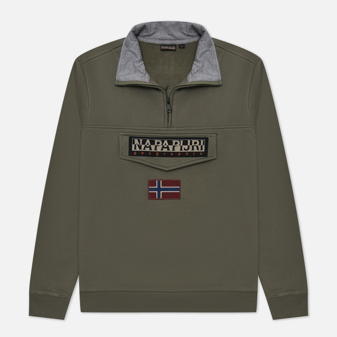 

Мужская толстовка Napapijri Burgee Half Zip оливковый, Размер L, Зеленый, Burgee Half Zip