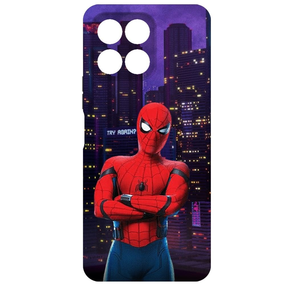 

Чехол-накладка Krutoff Soft Case Человек-Паук. На крыше для Honor X6 черный