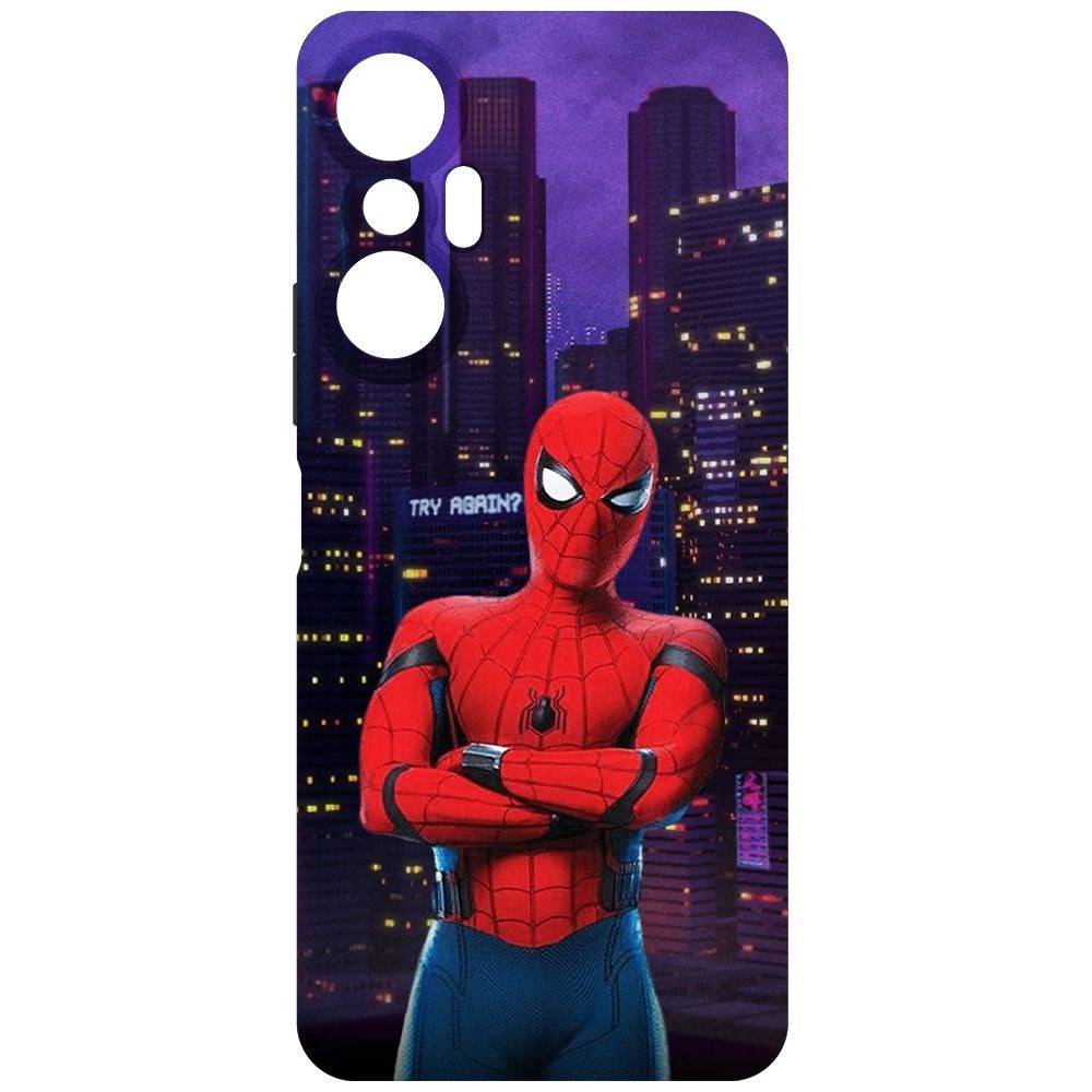 Чехол-накладка Krutoff Soft Case Человек-Паук. На крыше для INFINIX Hot 20S черный