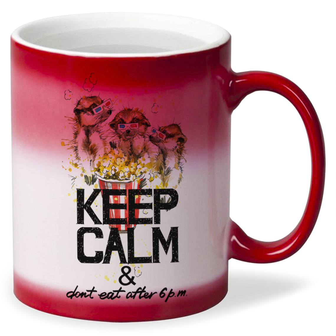 

Кружка CoolPodarok Краски Keep calm and dont eat after 6 pm Сурикаты и попкорн