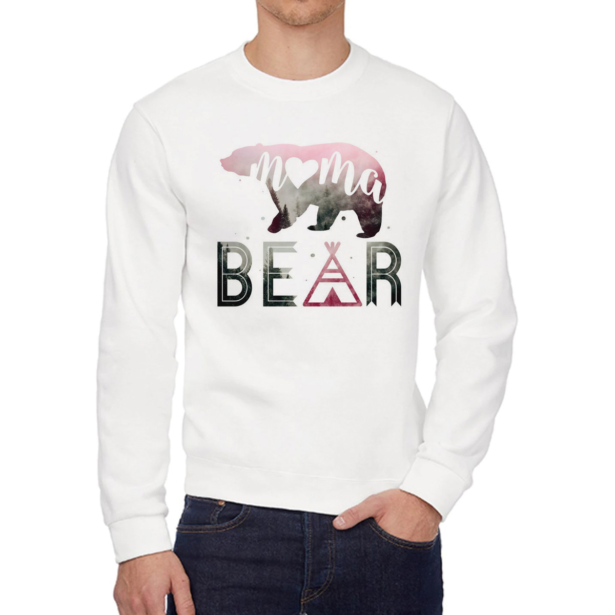 

Свитшот женский CoolPodarok Семья Мама BEAR Мама медведь белый 46 RU, W0151763