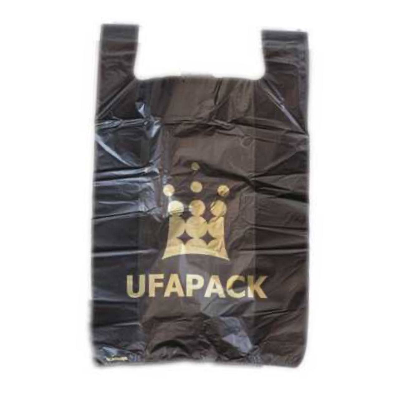 Пакет-майка UfaPack 40+18х68 Черный Корона /Черные соты 100шт