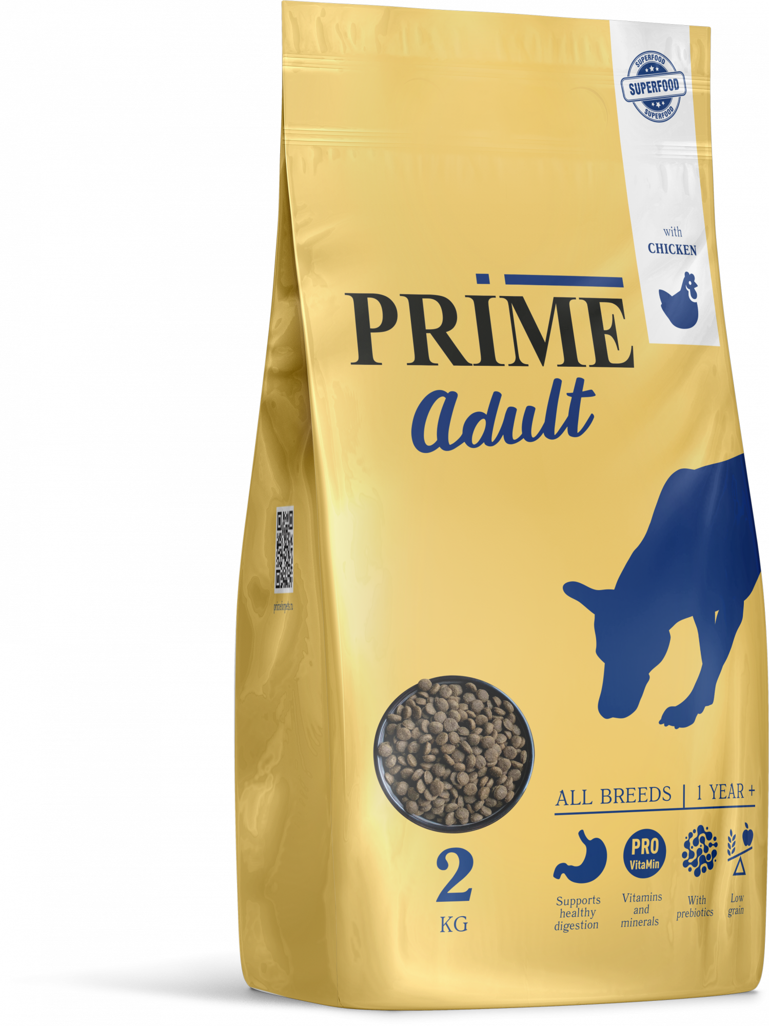 Сухой корм для собак всех пород Prime Adult с курицей 2 кг