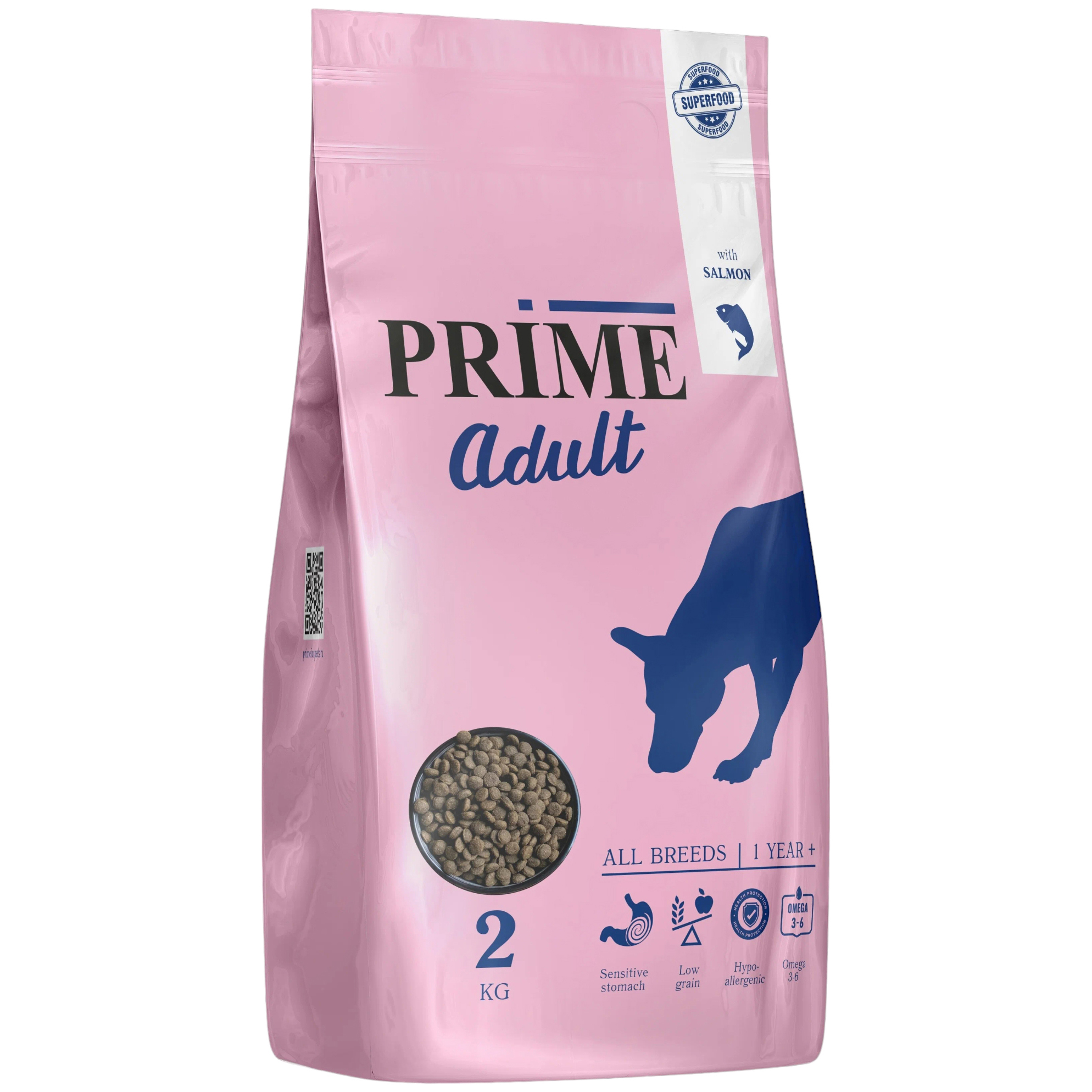 Сухой корм для собак Prime Healthy Skin&Coat здоровая кожа и шерсть с лососем, 2 кг