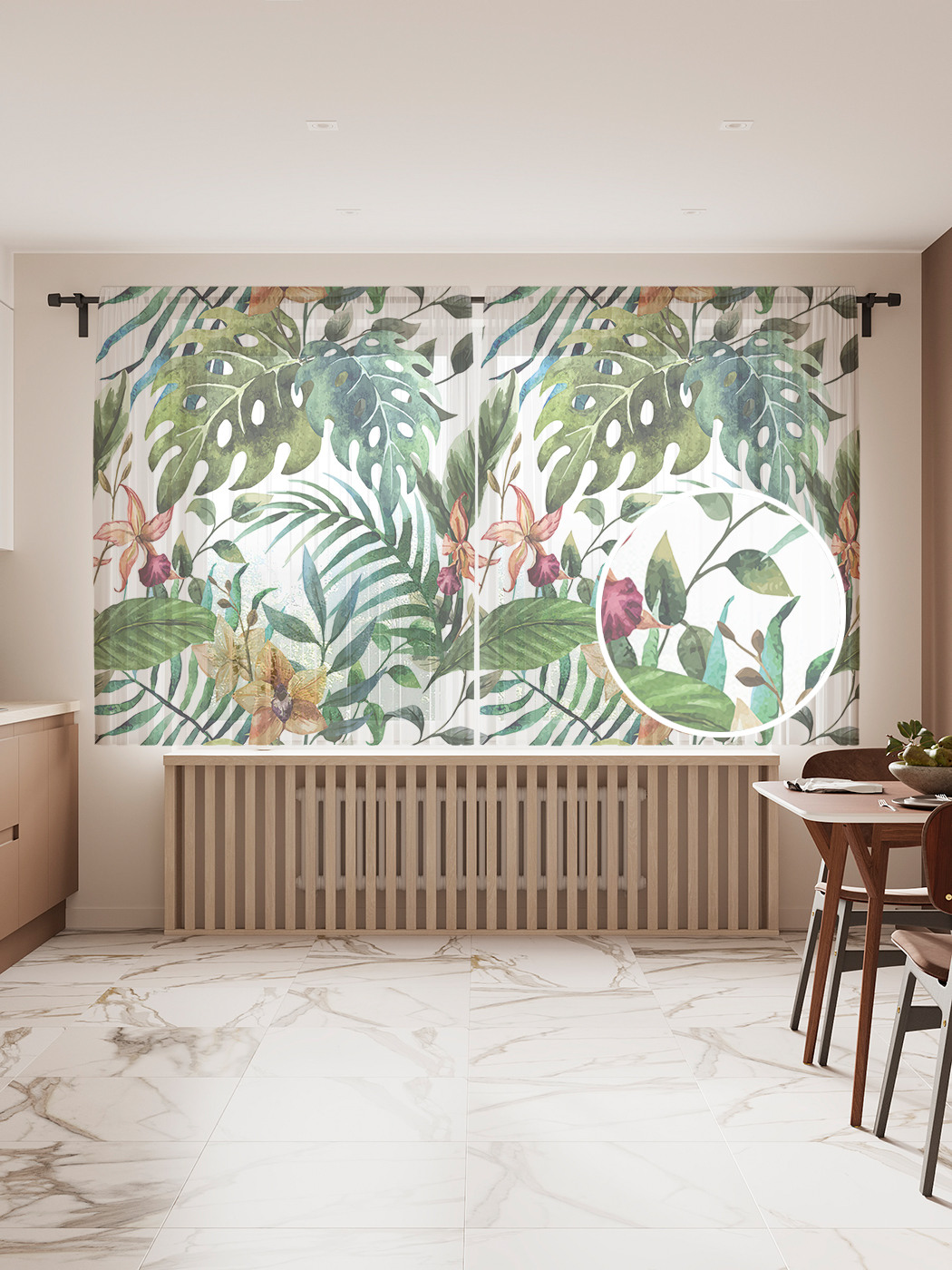 

Фототюль JoyArty "Зеленый папортник", 145x180см (2 полотна со шторной лентой + 50 крючков), Зеленый папортник