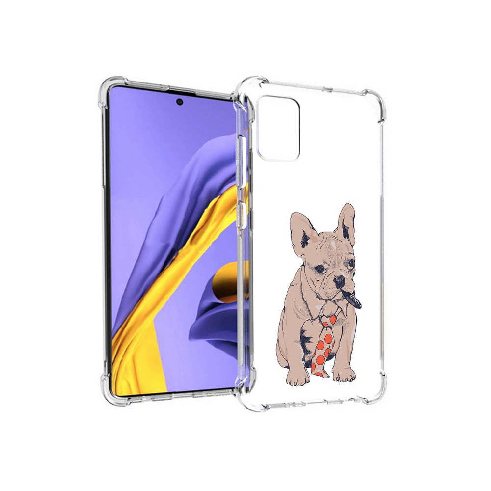 

Чехол MyPads Tocco для Samsung Galaxy A51 бульдог с сигарой (PT141713.484.250), Прозрачный, Tocco