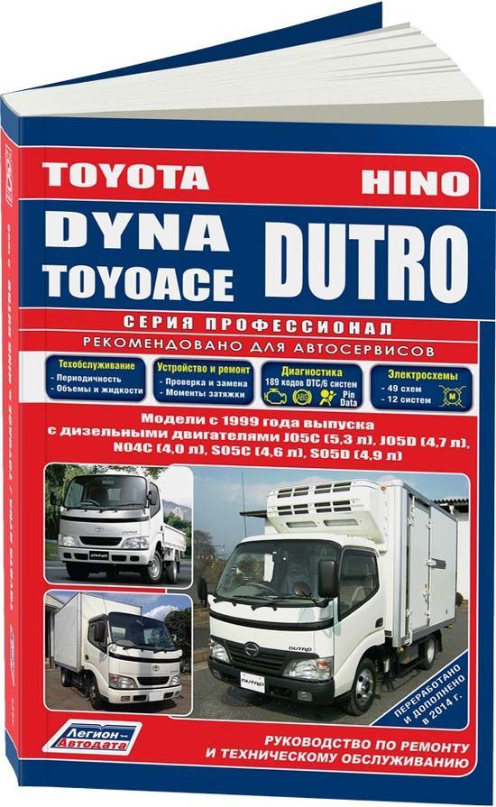 

Toyota Dyna/Toyoace & Hino Dutro – грузовики с 1999 с диз. J05C (5,3) J05D (4,7) ...