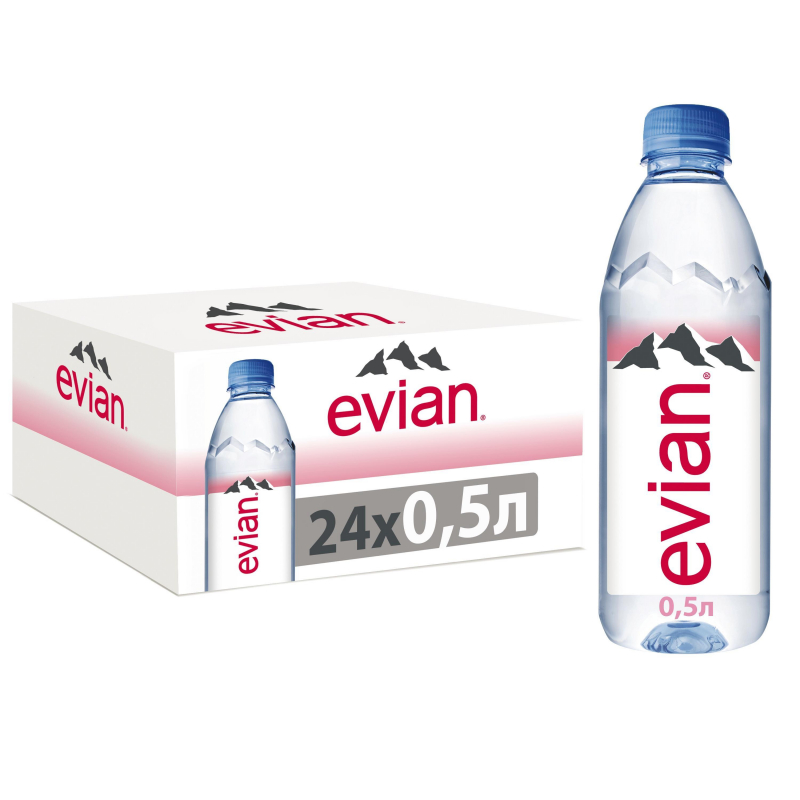 Вода минеральная Evian ПЭТ 0,5л негаз.24шт