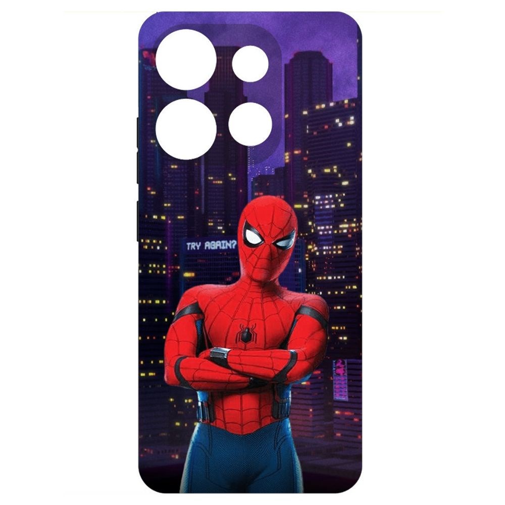 

Чехол-накладка Krutoff Soft Case Человек-Паук. На крыше для TECNO POP 7 черный