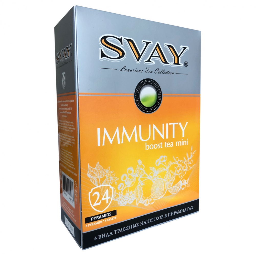 

Чайный напиток Svay Immunity |Boost tea mini ассорти 4 вида травяных напитков 24 пирамидки