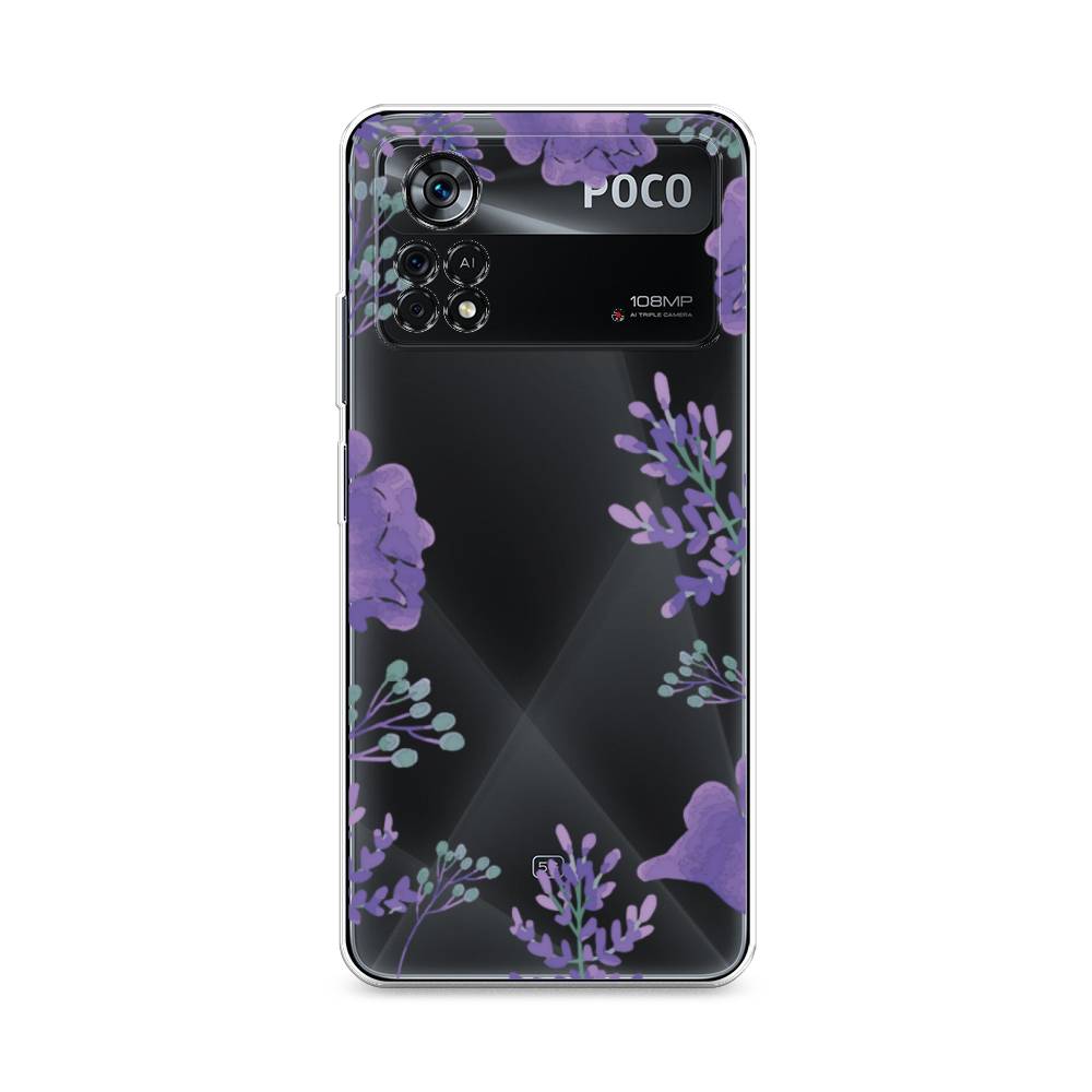 

Чехол Awog на Poco X4 Pro 5G "Сиреневая цветочная рамка", Разноцветный, 313150-8