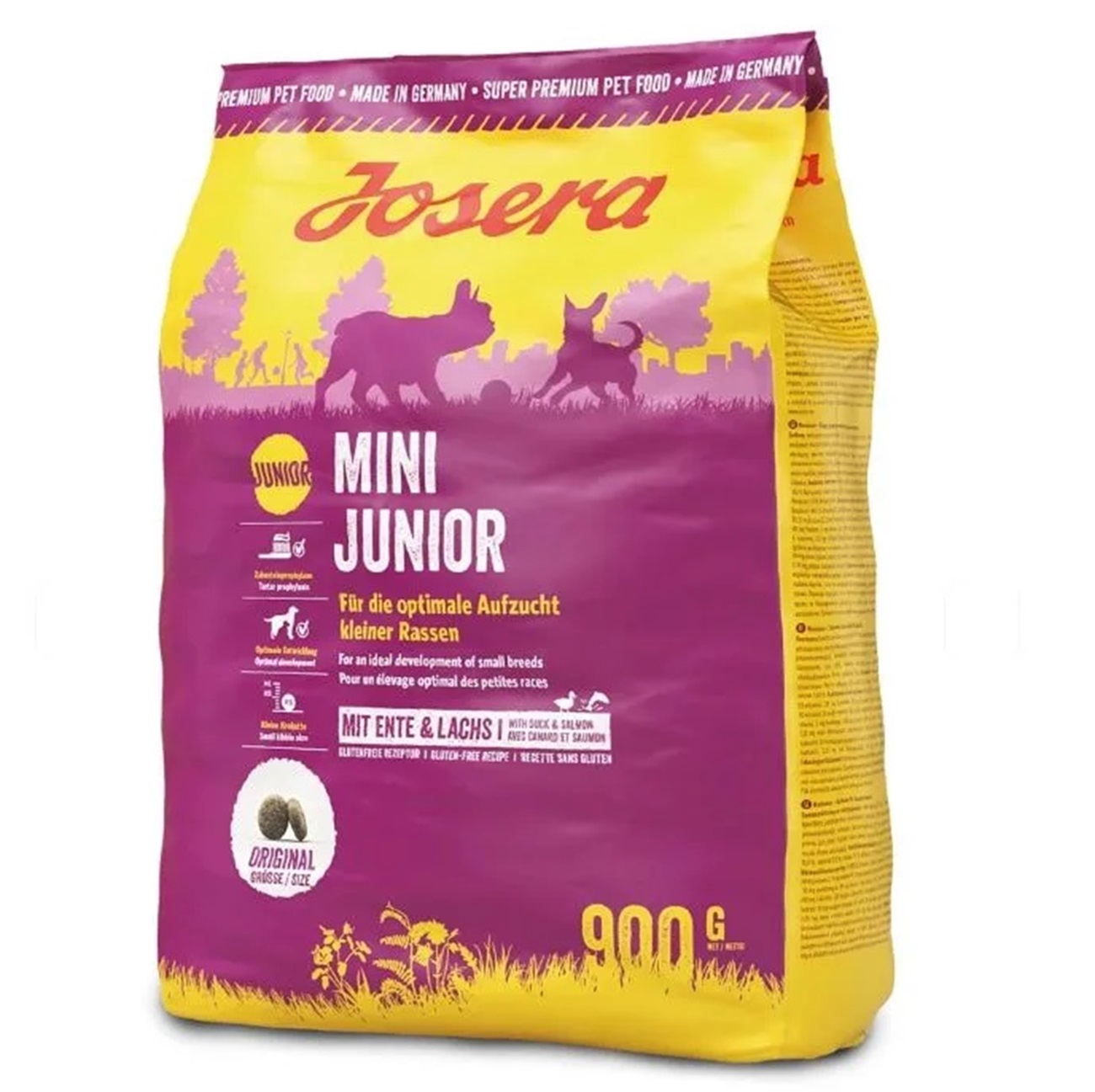 

Сухой корм для собак Josera Mini Junior, для мелких пород, утка и лосось, 0,9 кг