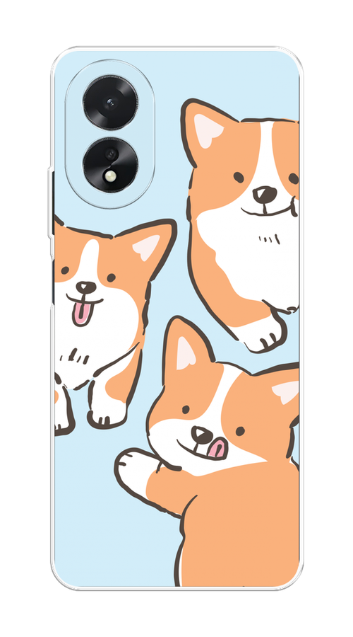 

Чехол на Oppo A38/A18 "Милые корги", Бежевый;голубой;коричневый, 2515450-1