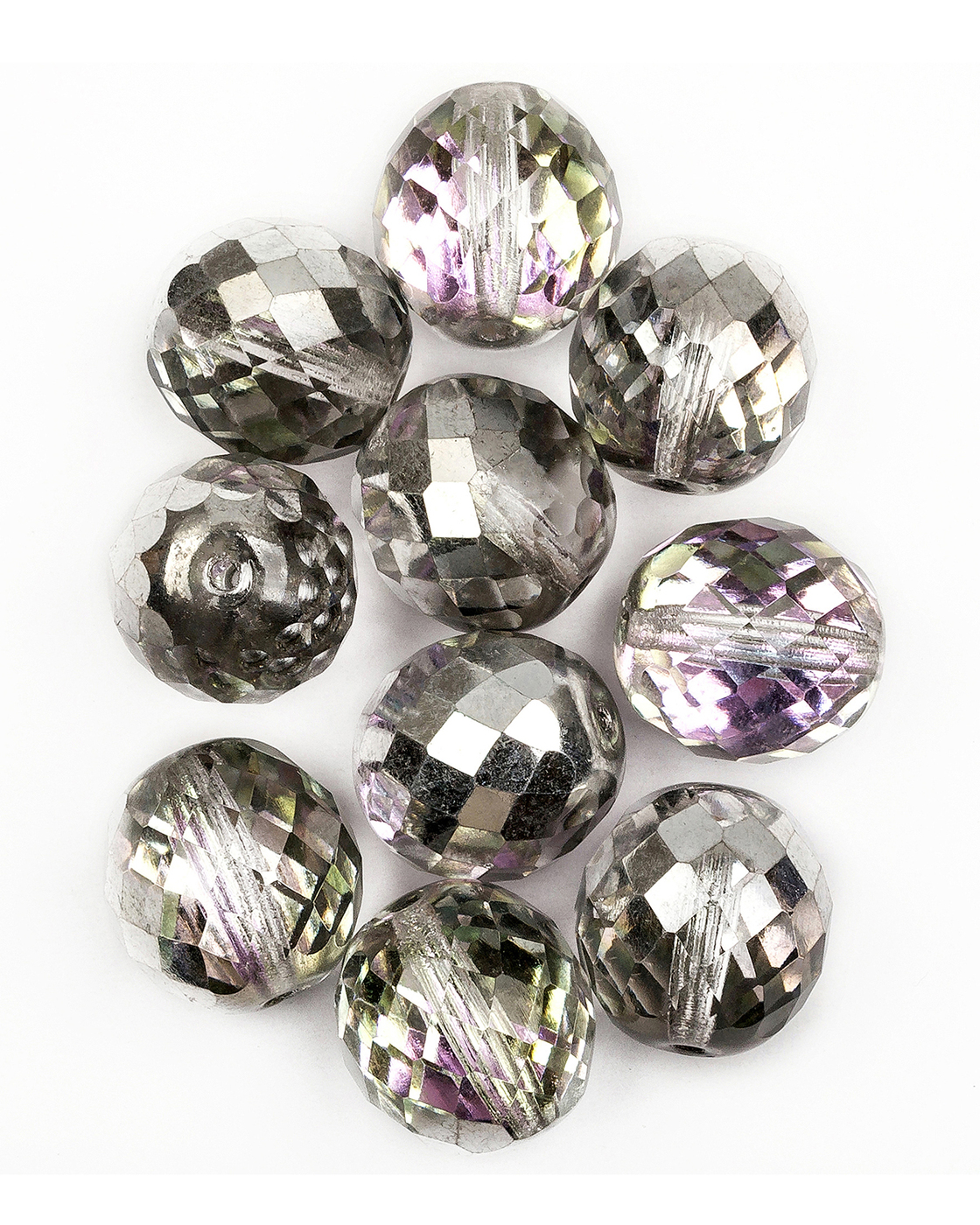 Стеклянные чешские бусины Fire polished beads ганеные круг 16 мм Crystal Vitrail Light 3шт