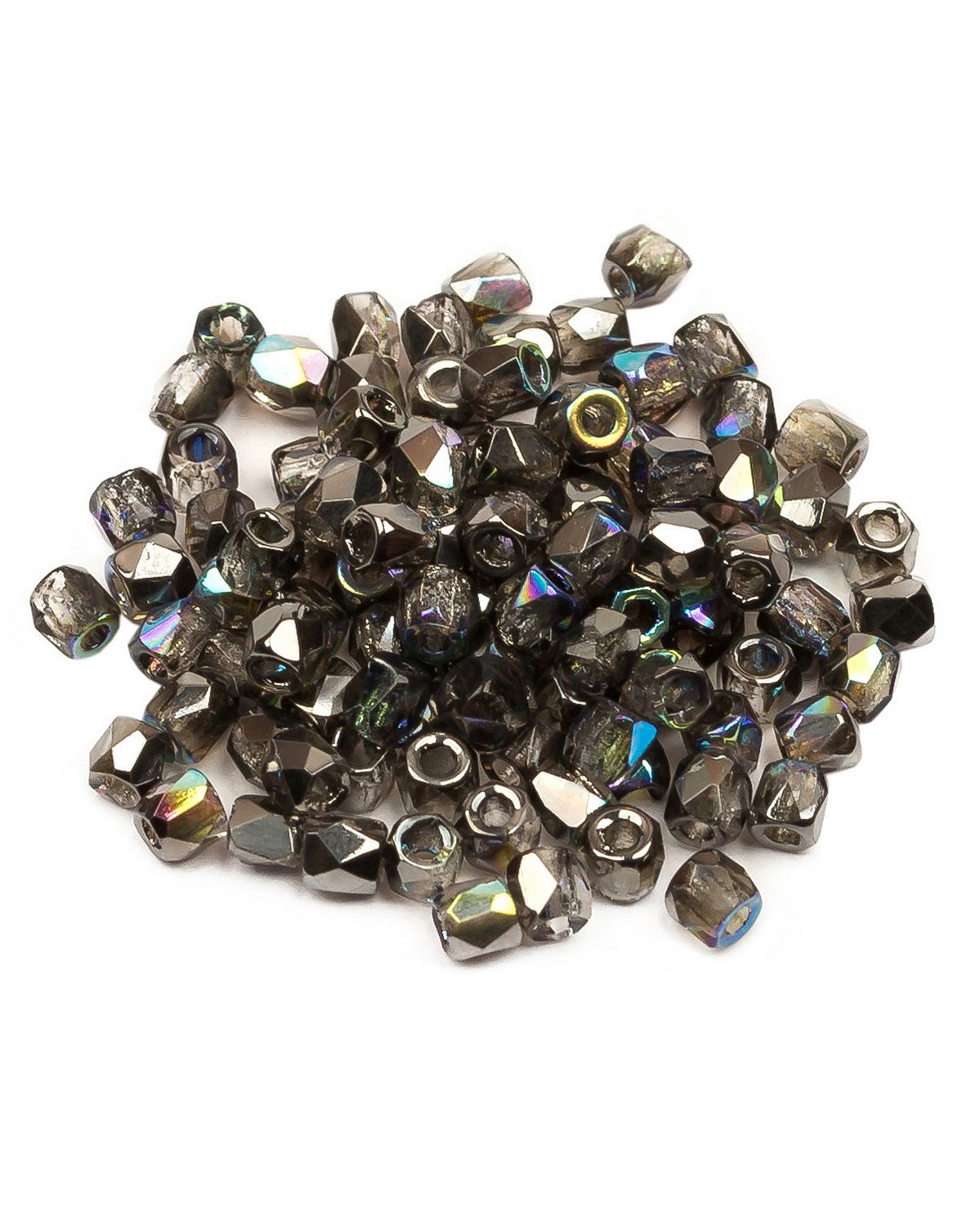 

Стеклянные чешские бусины ганеные круг 2 мм Crystal Graphite Rainbow 100шт, Разноцветный, FP-2