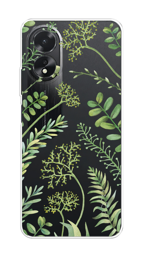 

Чехол на Oppo A38/A18 "Green Leaves", Зеленый;прозрачный, 2515450-1