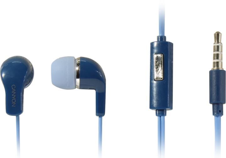 

Наушники Canyon Stereo Earphones with inline microphone, Blue, cable length 1.2m